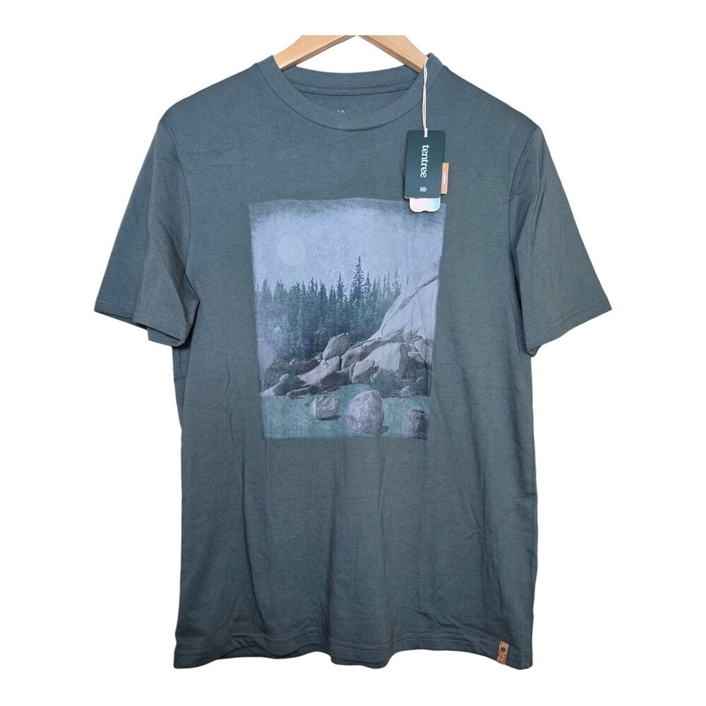NWT Tentree Scenic Rock T-Shirt Mens Small Light Urban Green Evergreen Casual